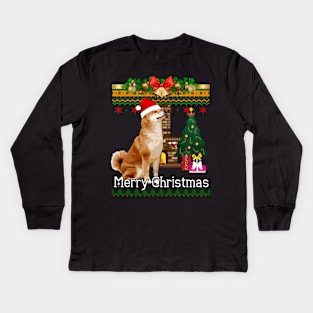 Ugly Christmas Sweater SHIBA INU Kids Long Sleeve T-Shirt